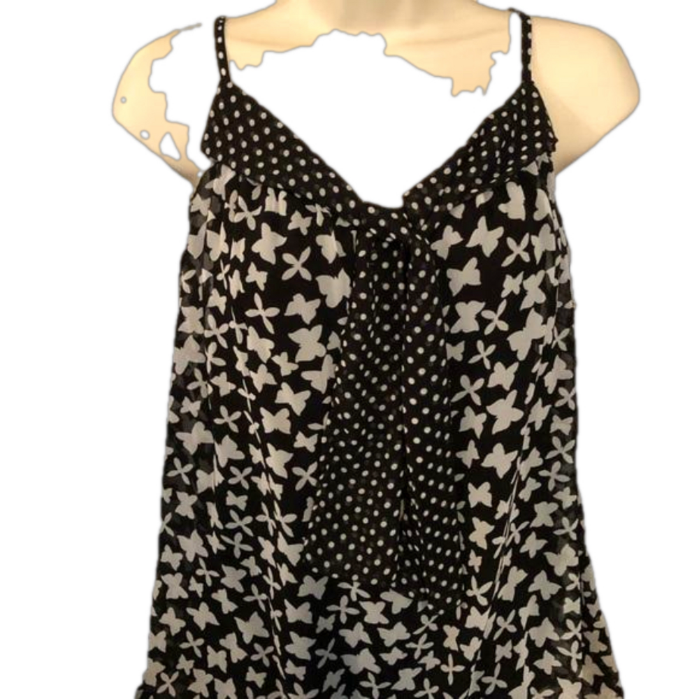 Women’s New York and Company, black and white butterfly print camisole, L